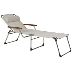 Billig Amigo H40 solsäng med armstöd White/beige